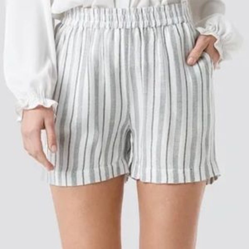SPARKZ COPENHAGEN High Waisted Shorts Striped Gray White NWT Size XS S L